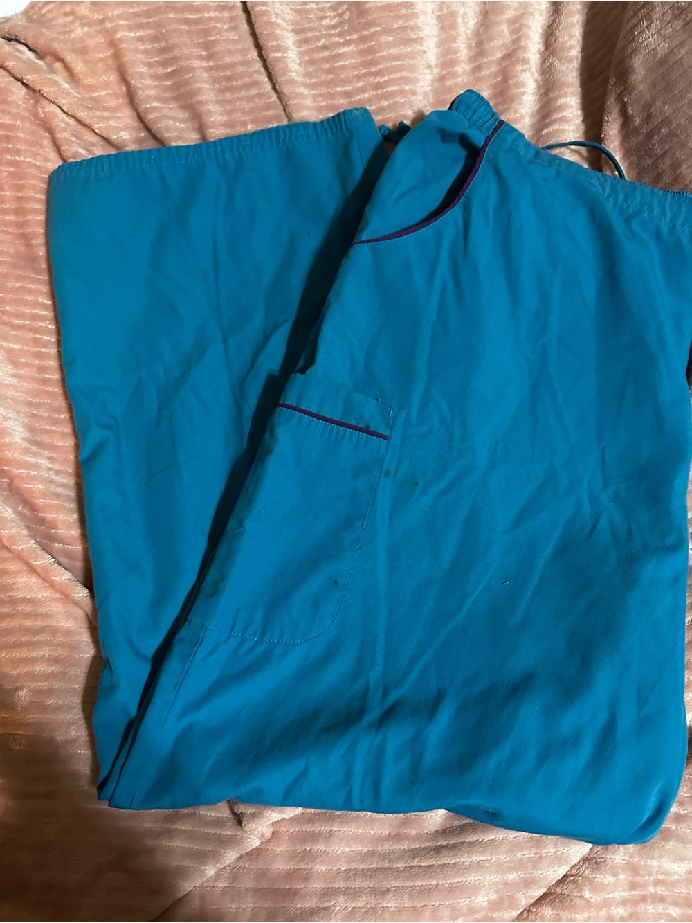 Men's Elastic-Waist Teal Scrub Pants